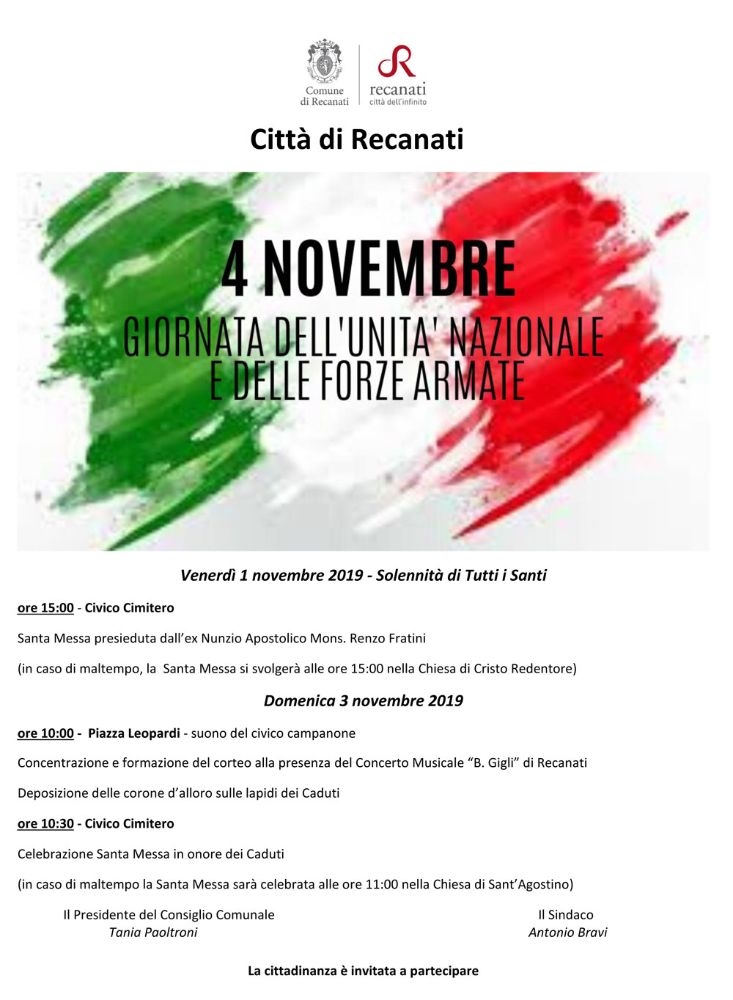 4 Novembre - Giornata dell'unità nazionale e delle forze armate