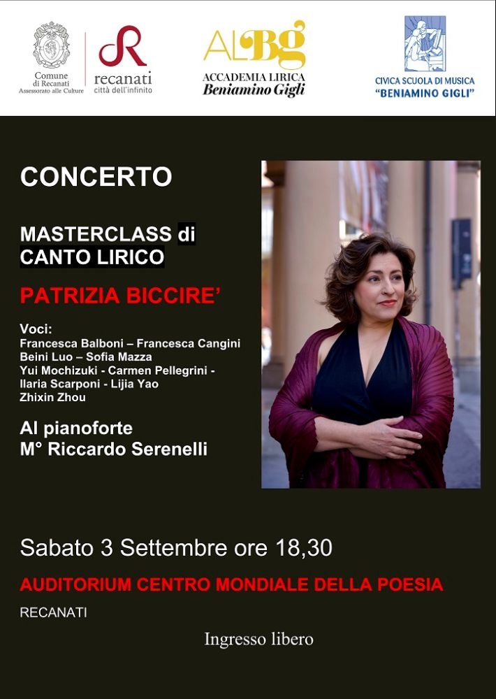 Concerto Finale della Masterclass del soprano PATRIZIA BICCIRE' e del Recanati Piano Campus